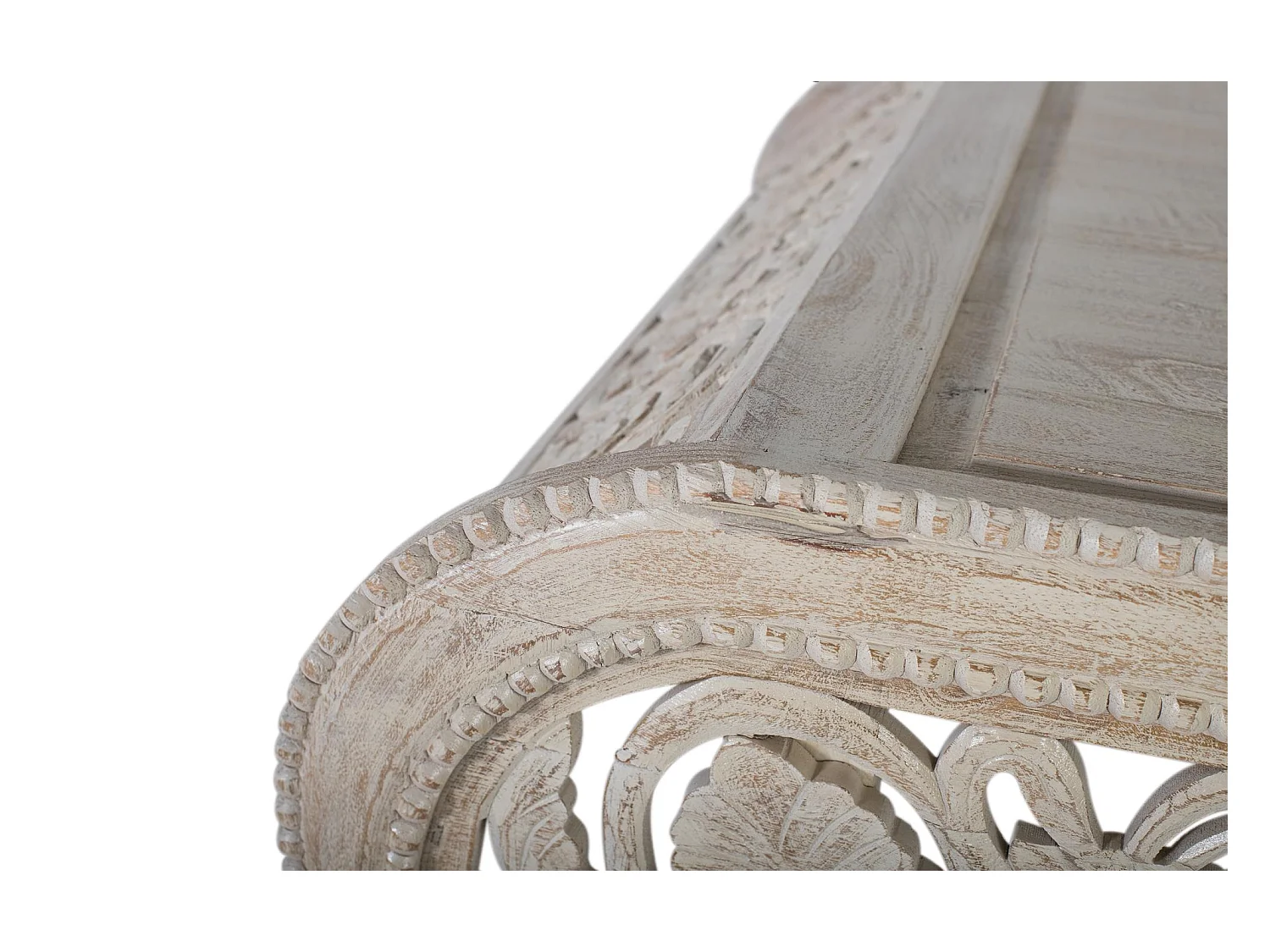 Table basse en bois manguier blanc décapé