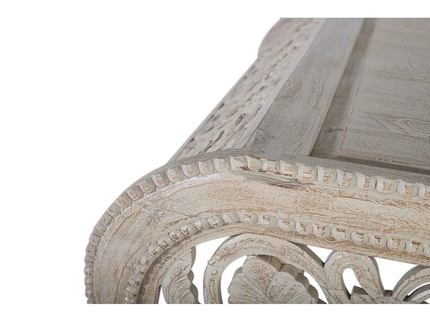 Table basse en bois manguier blanc décapé