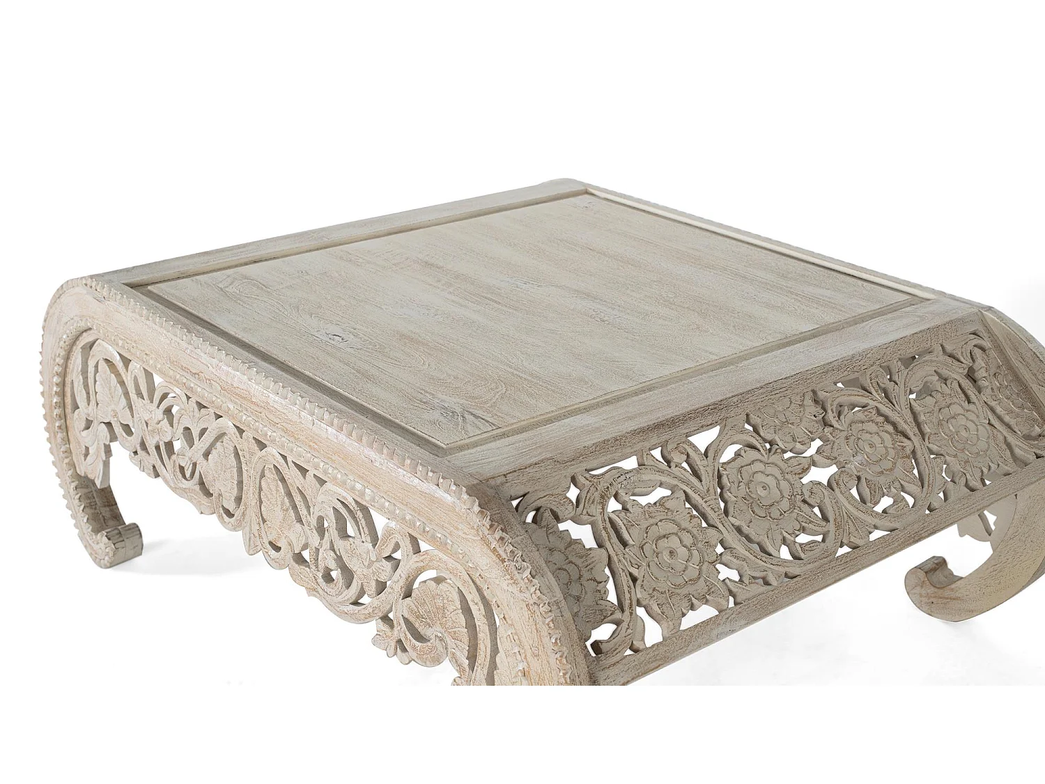 Table basse en bois manguier blanc décapé