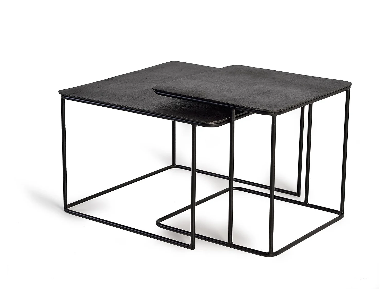 Grande table basse en métal 62 cm, petite table basse 46 cm, style industriel vintage - 41 x 62 x 62 cm
