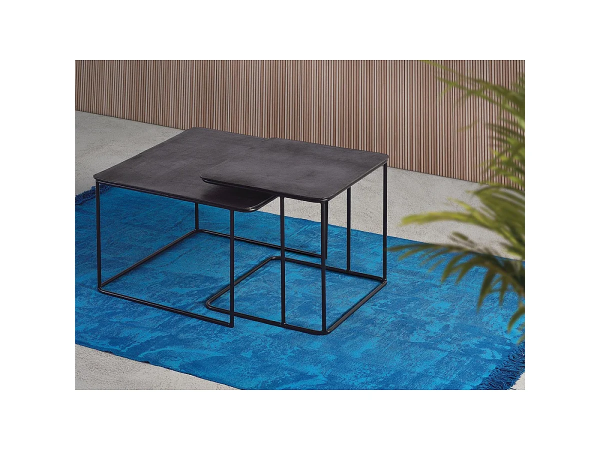 Grande table basse en métal 62 cm, petite table basse 46 cm, style industriel vintage - 41 x 62 x 62 cm