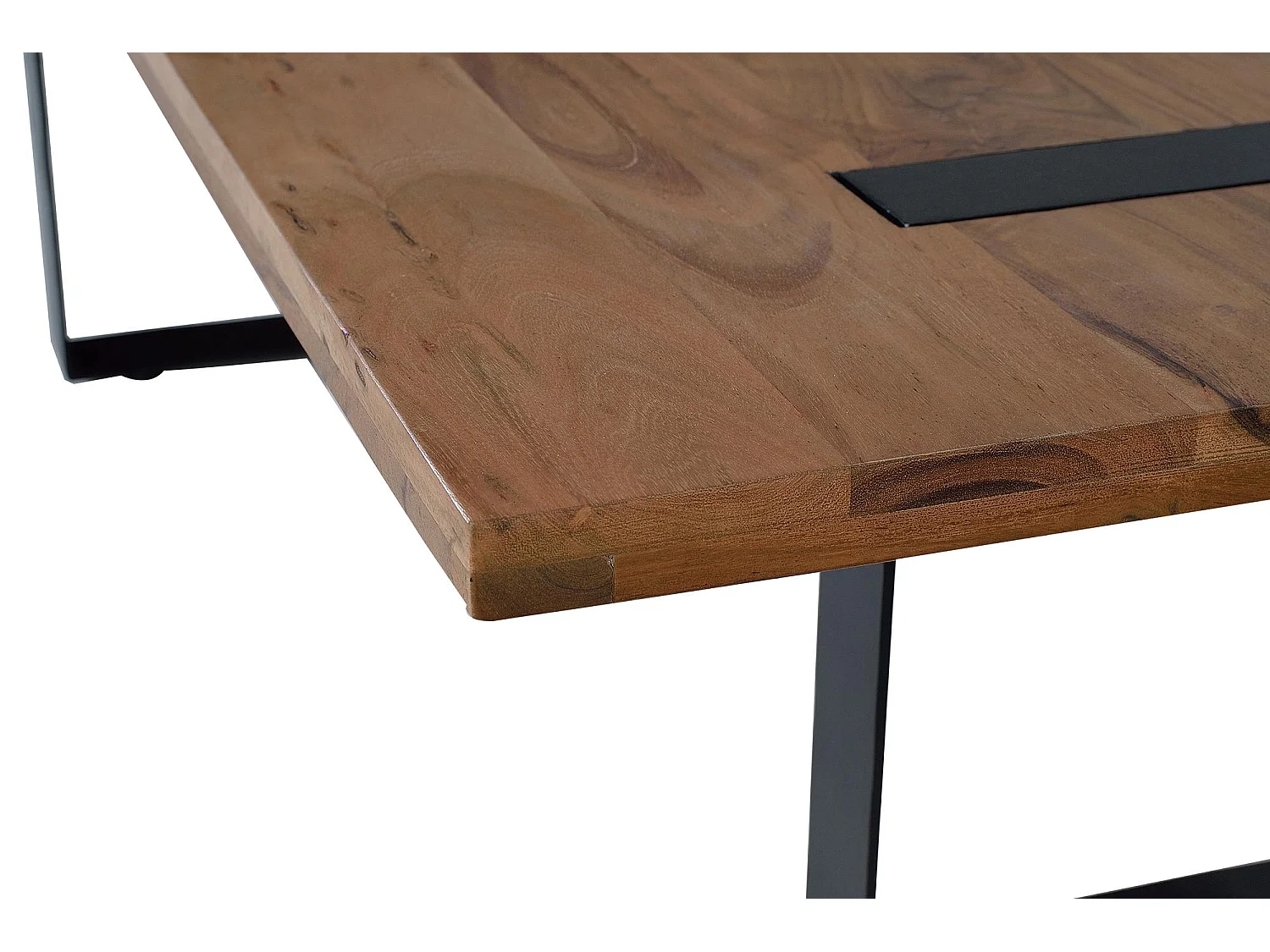 Tavolino in legno di acacia e metallo