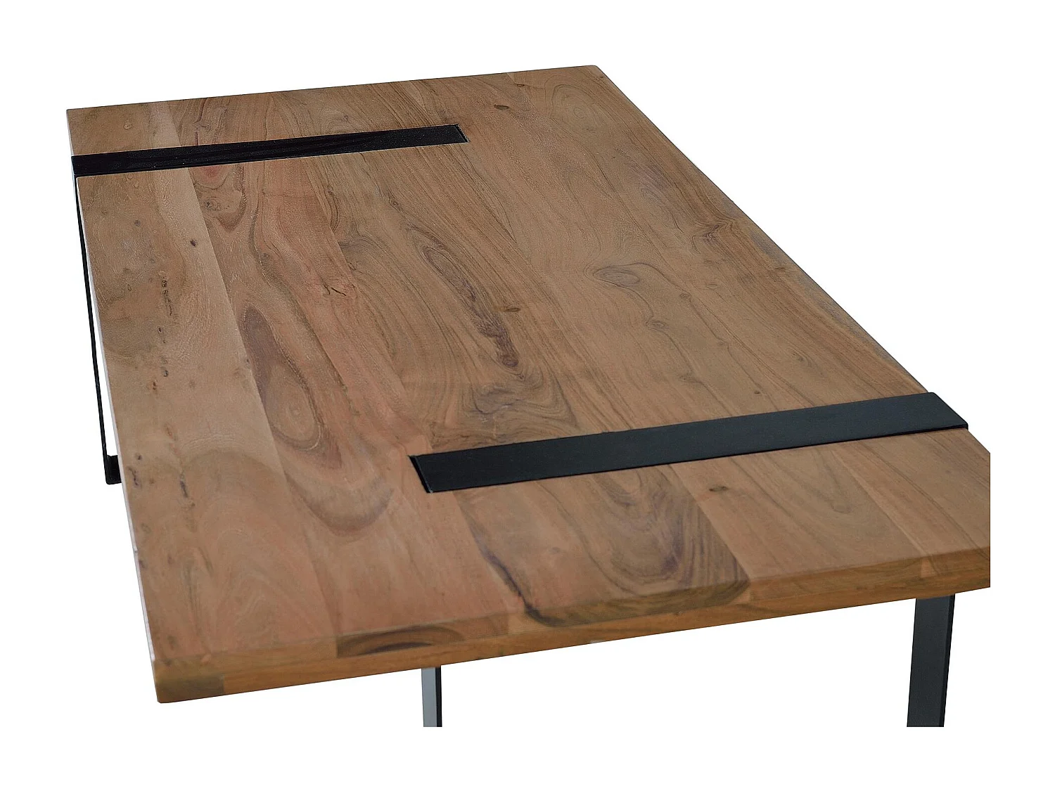 Tavolino in legno di acacia e metallo