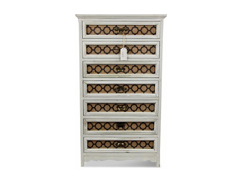 Chiffonnier 7 tiroirs Bois Blanc - Décoration d'Autrefois