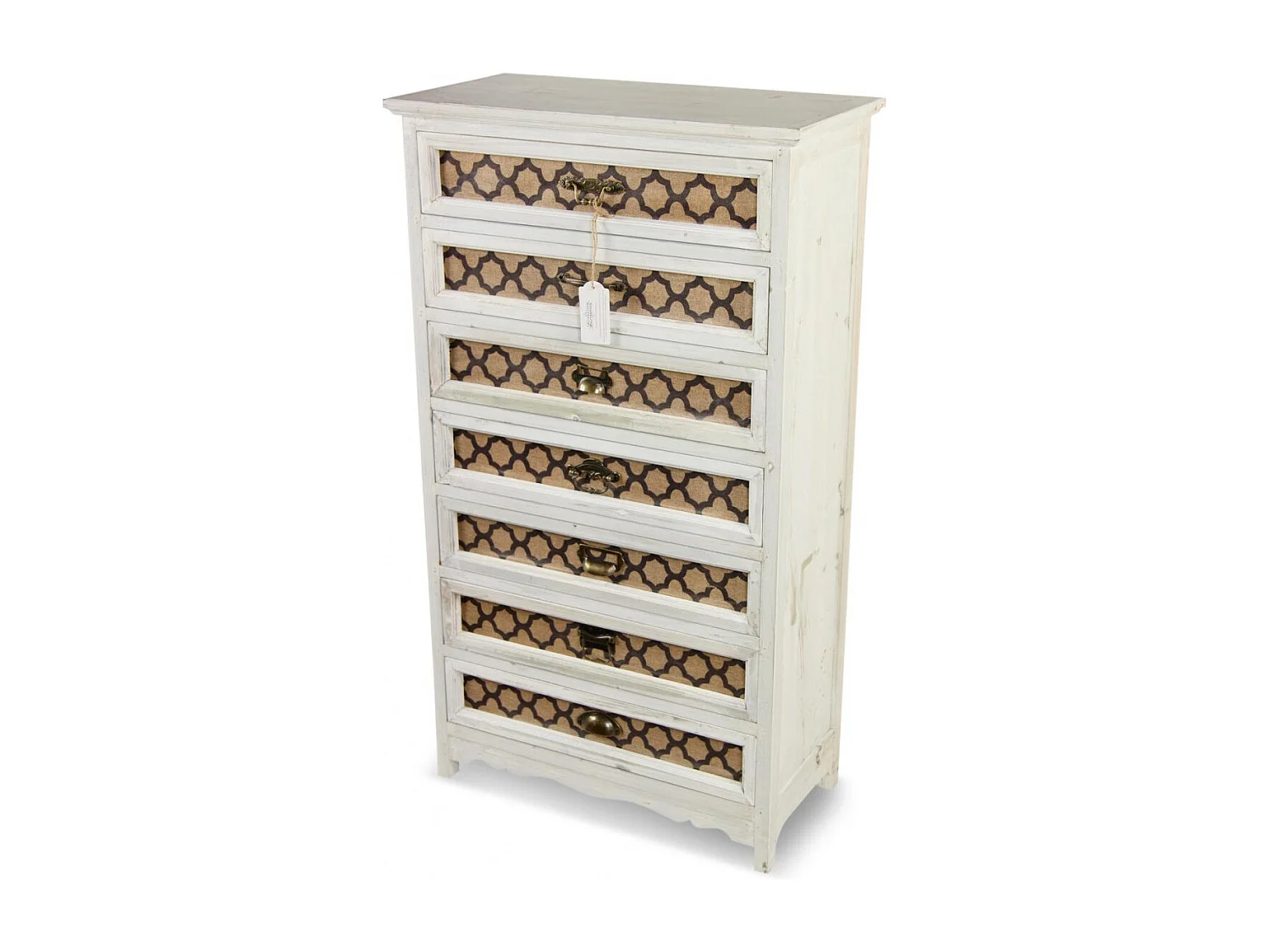 Chiffonnier 7 tiroirs Bois Blanc - Décoration d'Autrefois