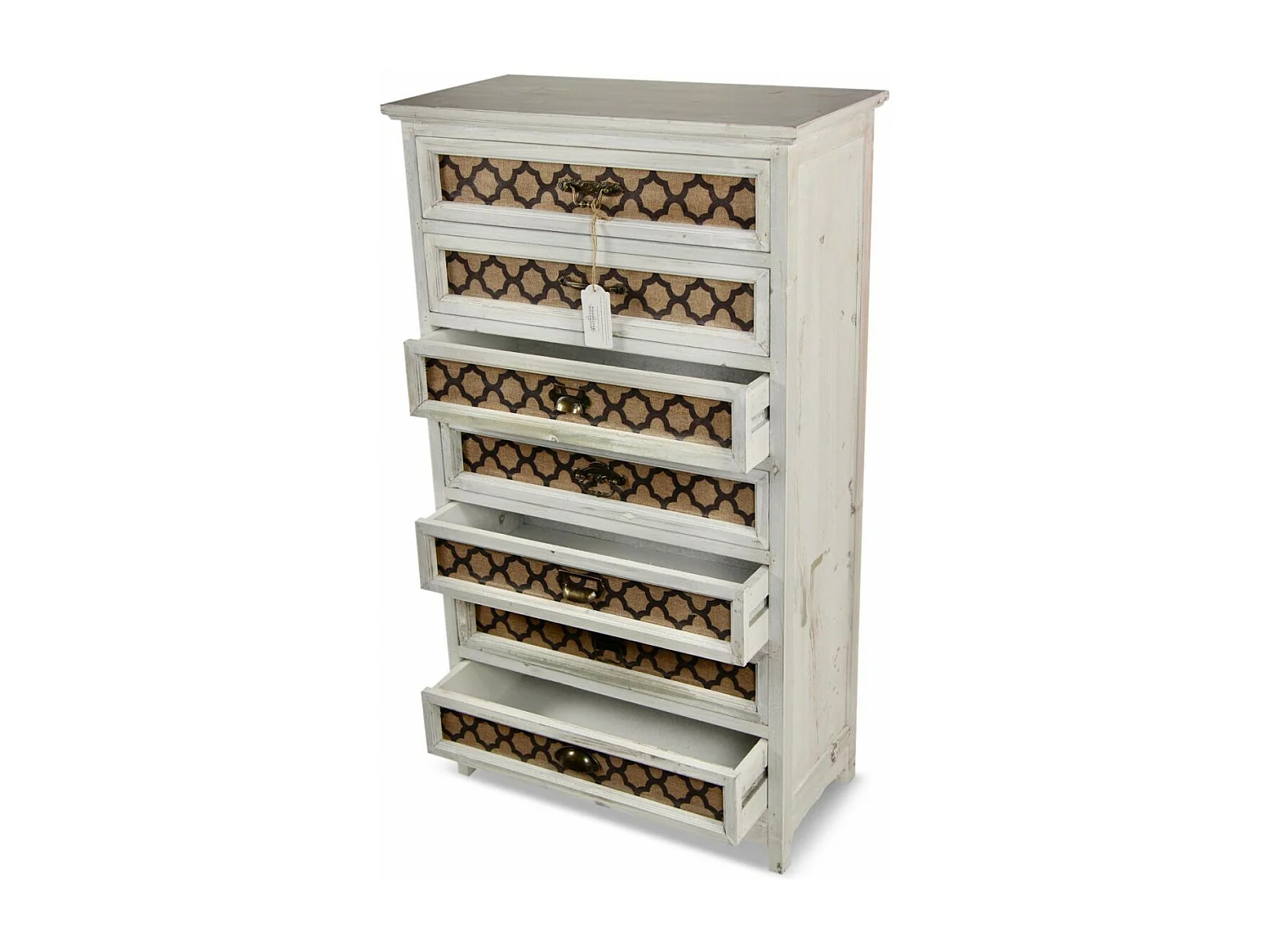 Chiffonnier 7 tiroirs Bois Blanc - Décoration d'Autrefois