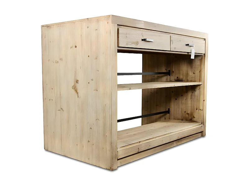 Ilot 2 tiroirs naturel Bois Naturel - Esmée Décoration d'Autrefois