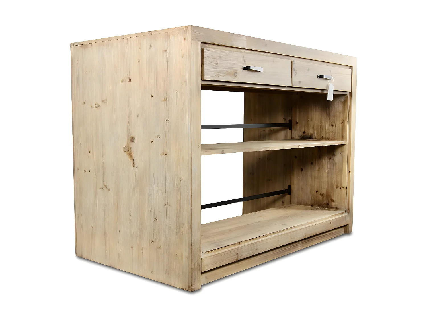 Ilot 2 tiroirs naturel Bois Naturel - Esmée Décoration d'Autrefois