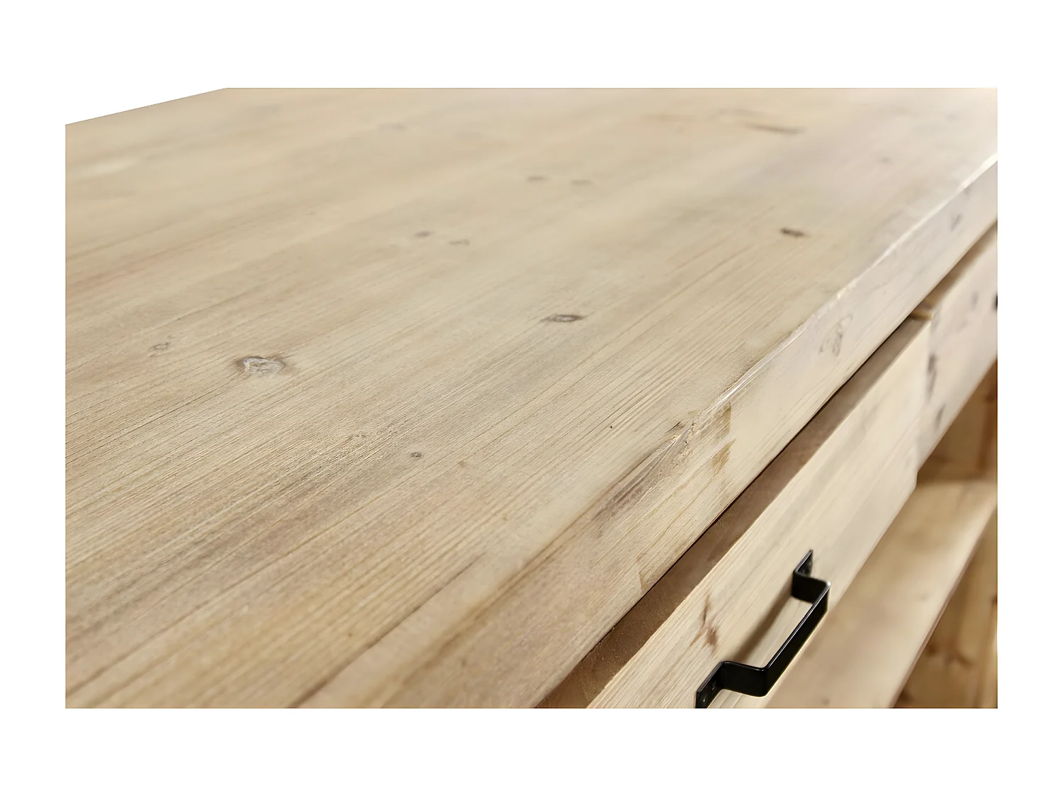 Ilot 2 tiroirs naturel Bois Naturel - Esmée Décoration d'Autrefois