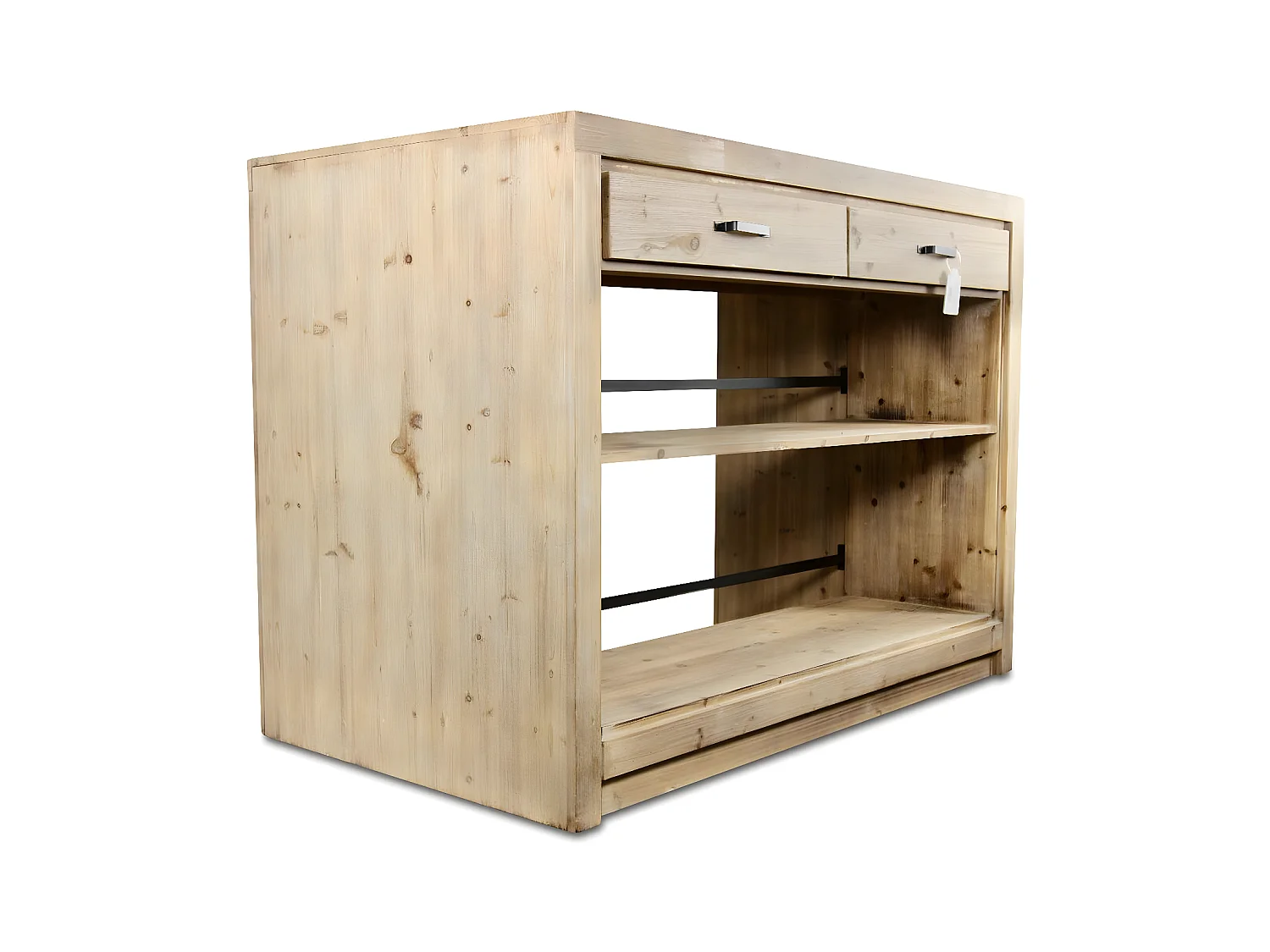 Ilot 2 tiroirs naturel Bois Naturel - Esmée Décoration d'Autrefois