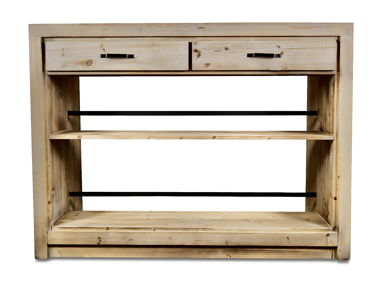 Ilot 2 tiroirs naturel Bois Naturel - Esmée Décoration d'Autrefois