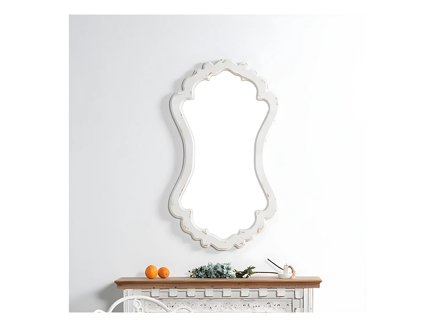 Grand miroir Bois-MDF Blanc - Décoration d'Autrefois