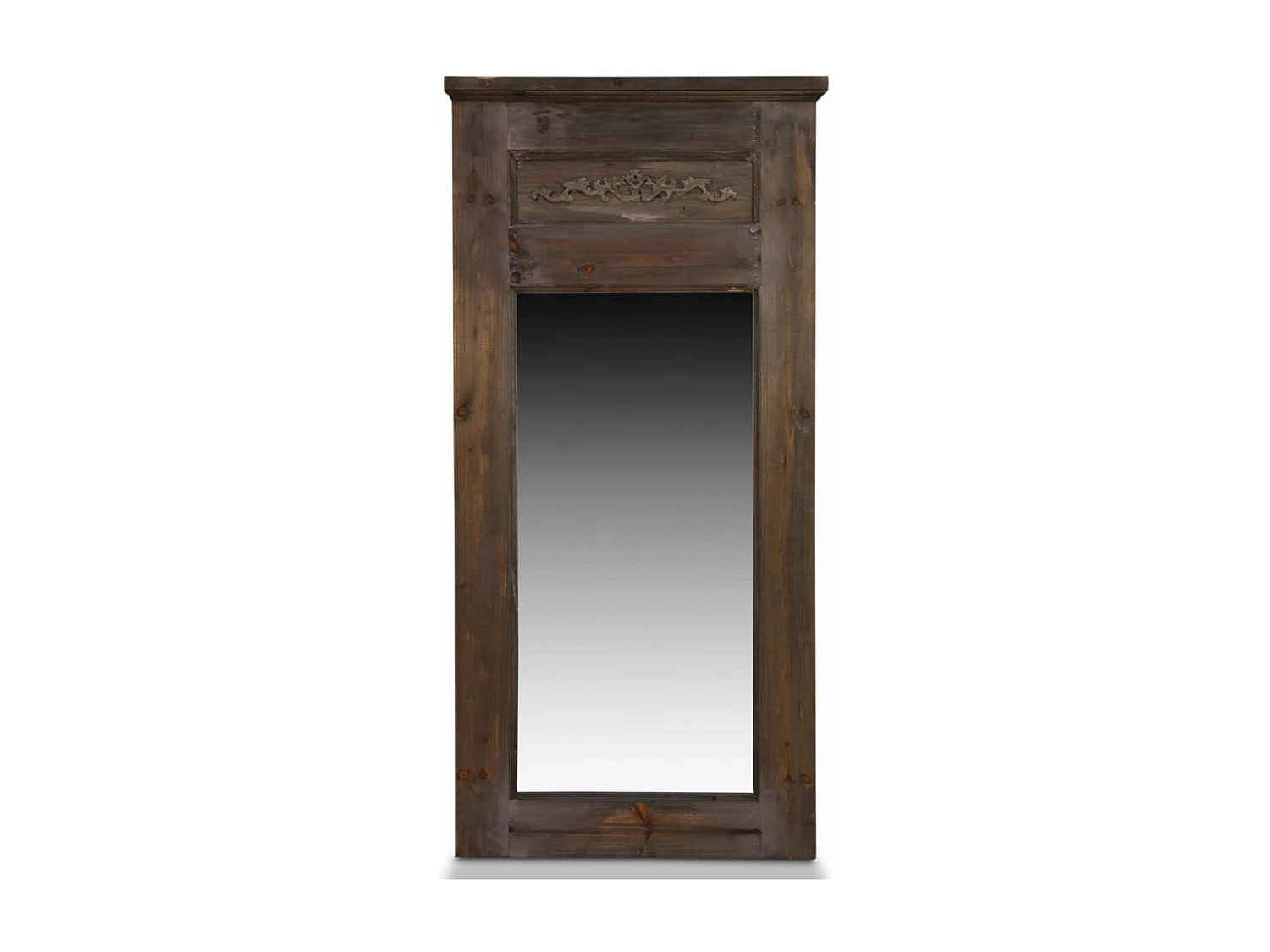 Grand miroir ancien rectangulaire vertical Bois Marron - Décoration d'Autrefois