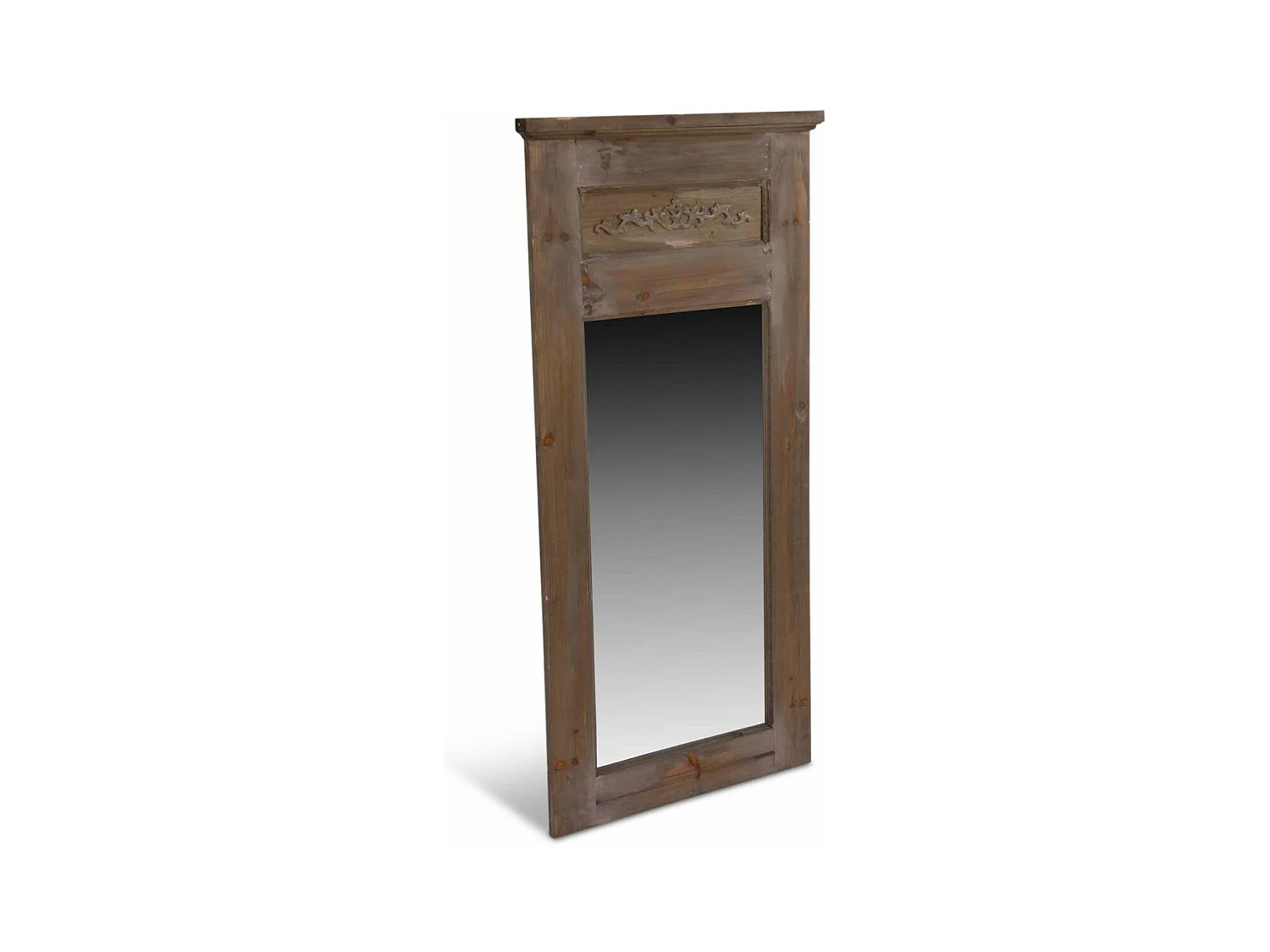 Grand miroir ancien rectangulaire vertical Bois Marron - Décoration d'Autrefois