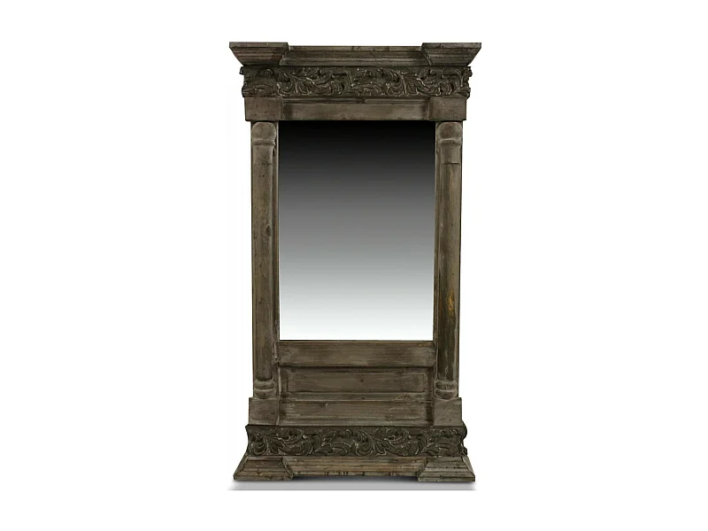 Miroir ancien rectangulaire vertical Bois Marron - Décoration d'Autrefois