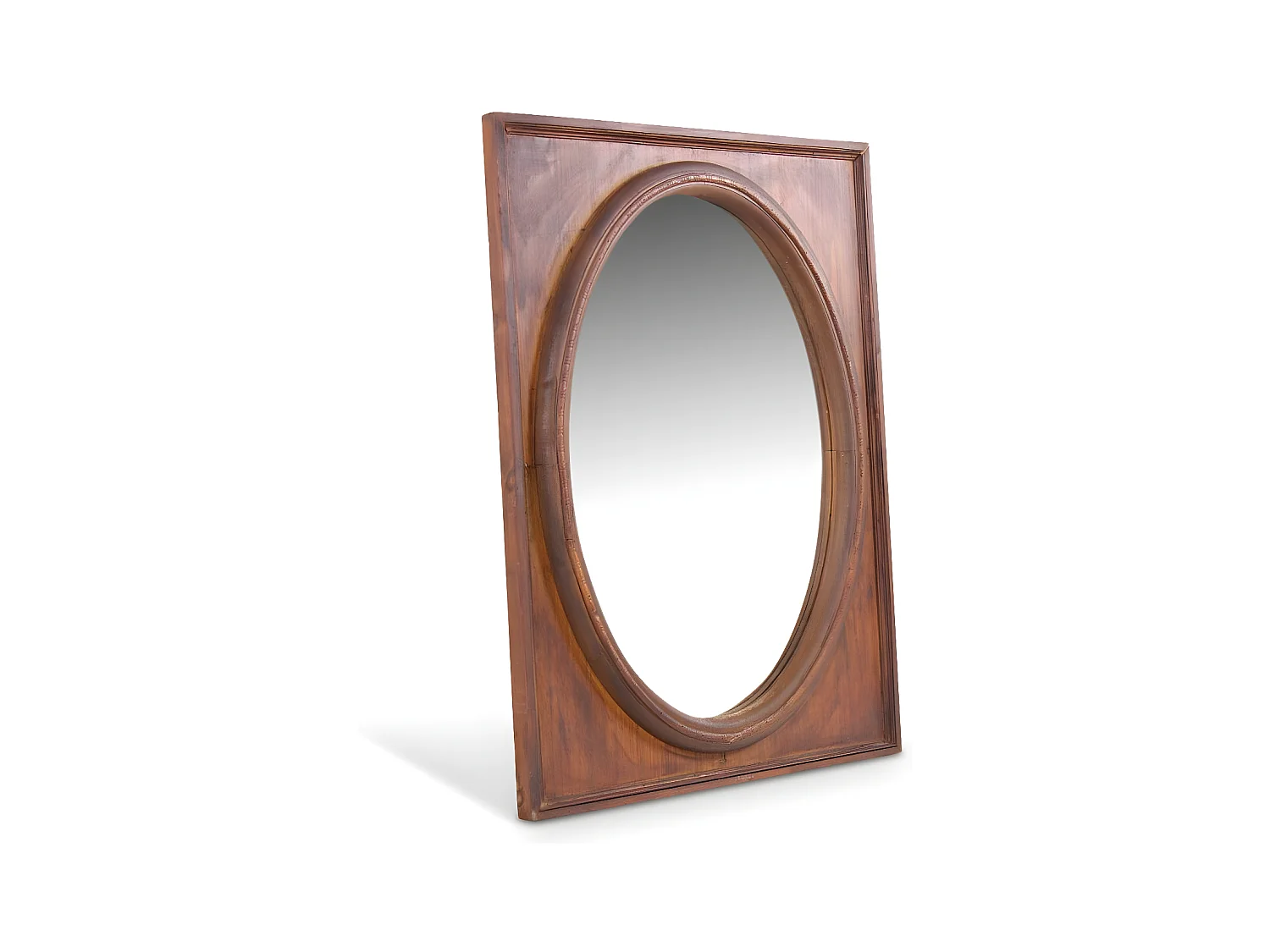 Miroir ancien oval vertical Bois Marron - Décoration d'Autrefois