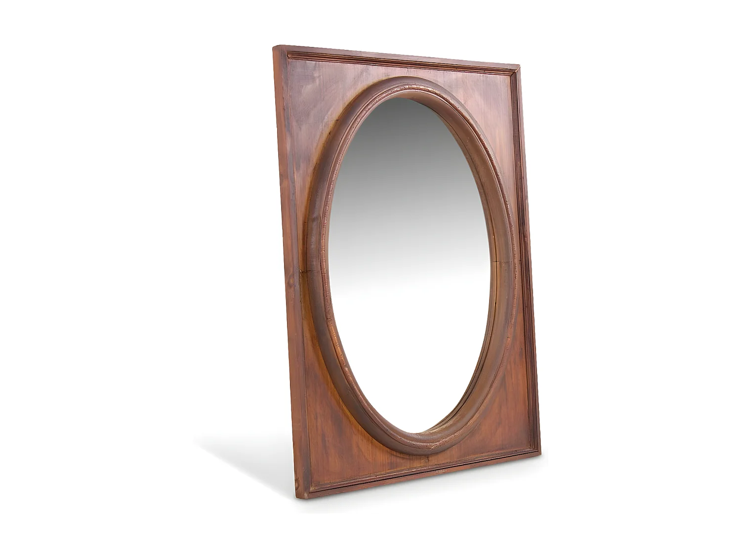 Miroir ancien oval vertical Bois Marron - Décoration d'Autrefois