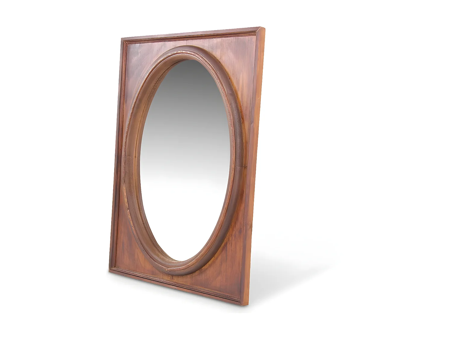 Miroir ancien oval vertical Bois Marron - Décoration d'Autrefois