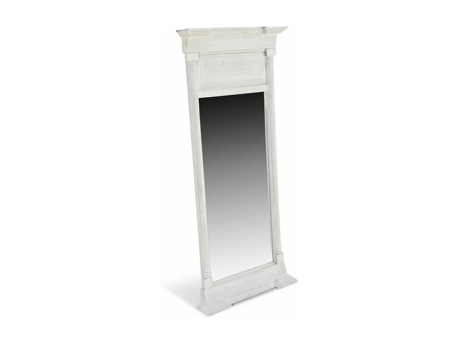 Grand miroir ancien rectangulaire vertical Bois Blanc - Décoration d'Autrefois