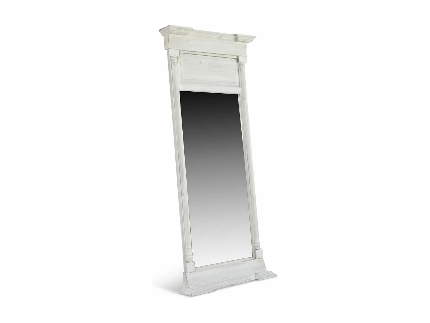 Grand miroir ancien rectangulaire vertical Bois Blanc - Décoration d'Autrefois