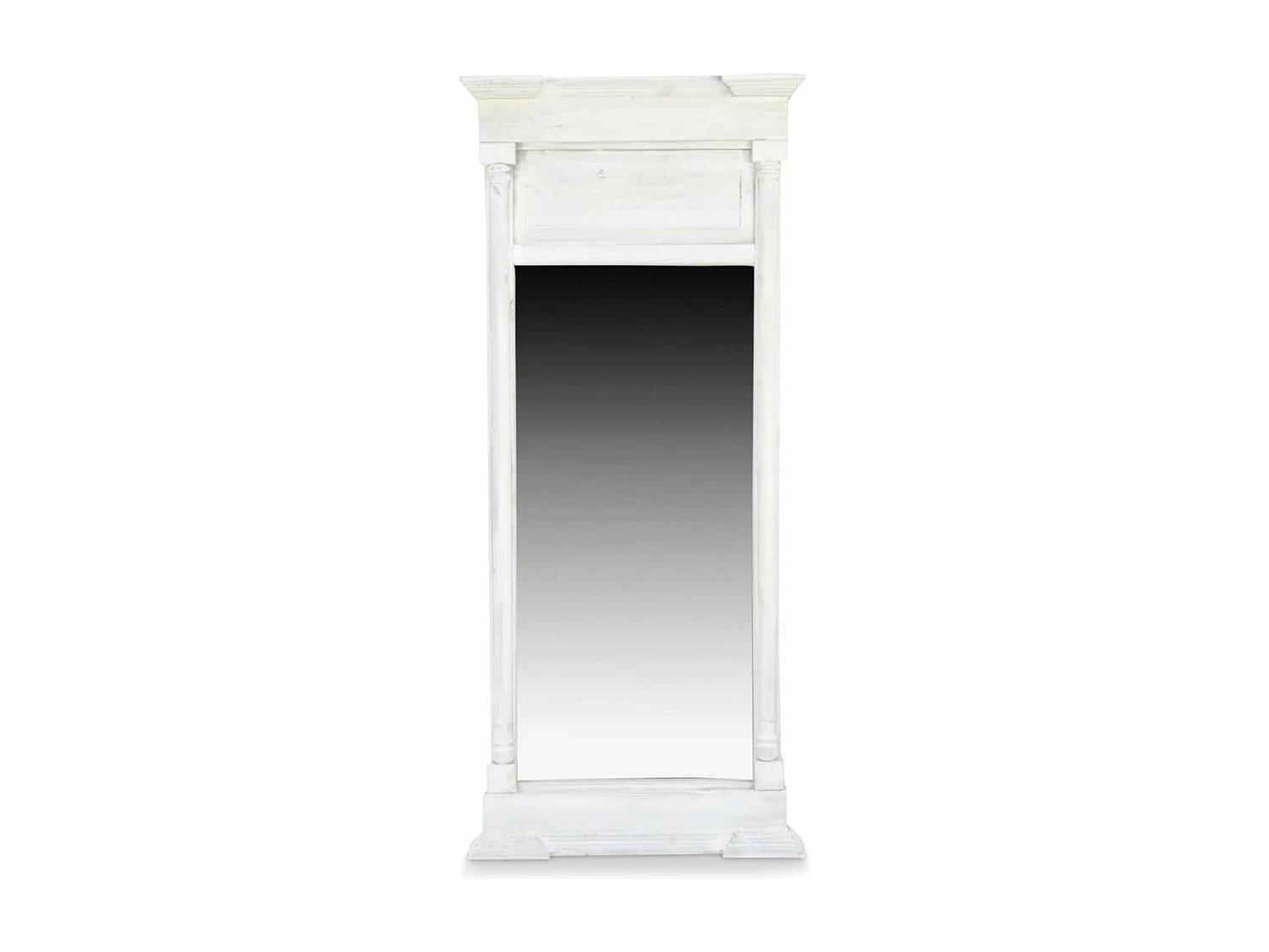 Grand miroir ancien rectangulaire vertical Bois Blanc - Décoration d'Autrefois