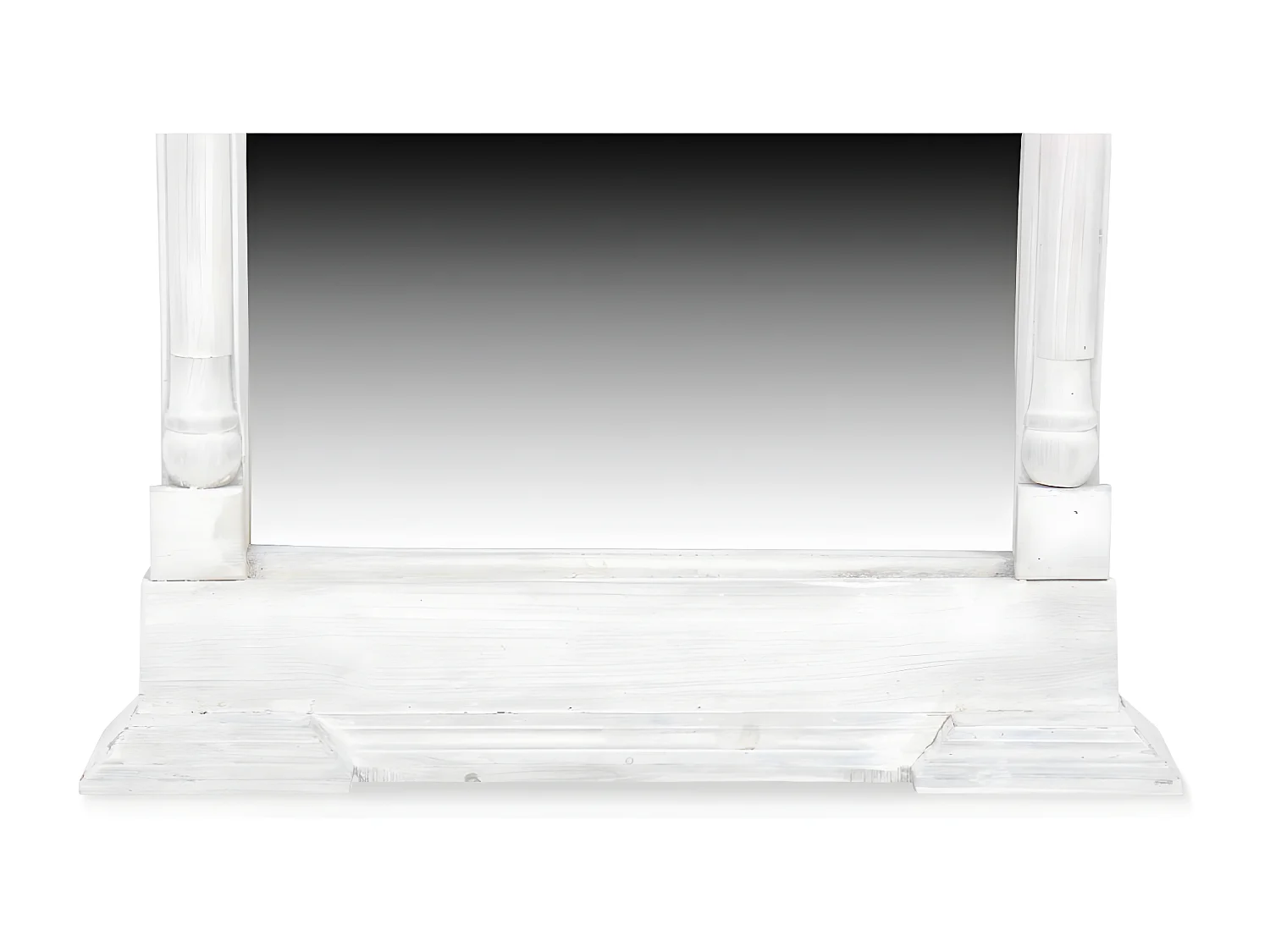 Grand miroir ancien rectangulaire vertical Bois Blanc - Décoration d'Autrefois