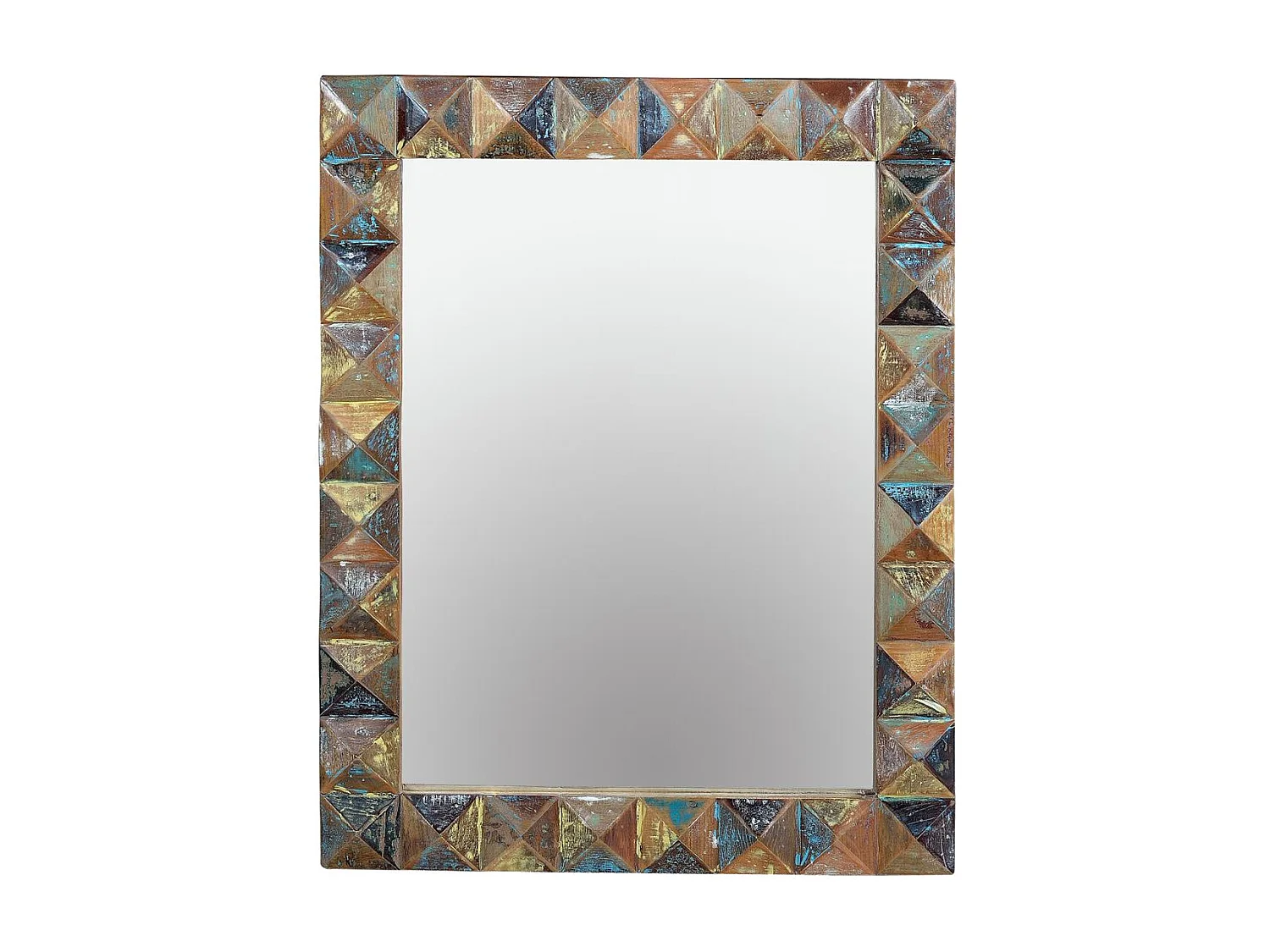 Miroir exclusif en bois recyclé multicolore