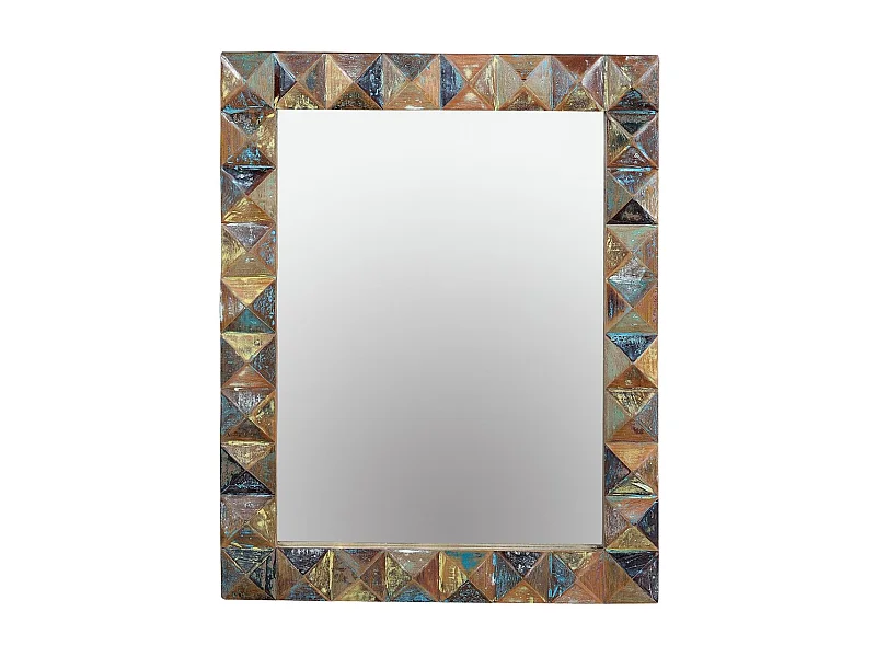 Miroir exclusif en bois recyclé multicolore