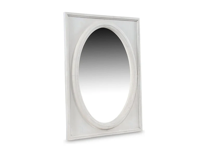 Miroir ancien oval vertical Bois Blanc - Décoration d'Autrefois