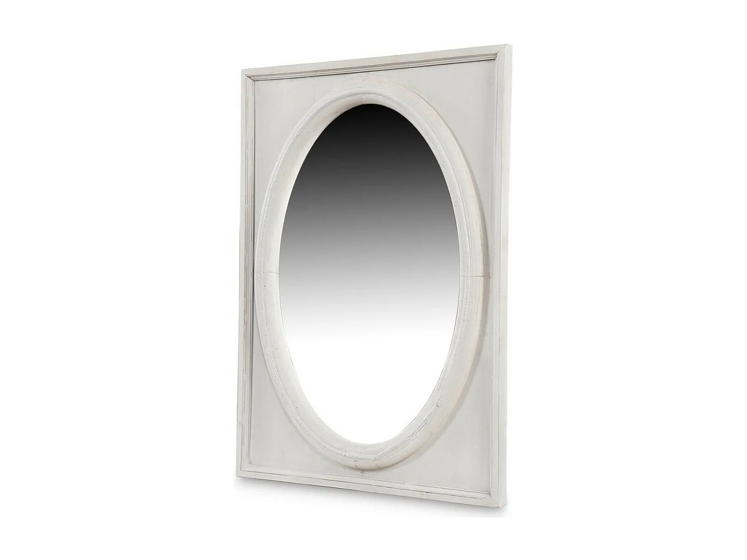 Miroir ancien oval vertical Bois Blanc - Décoration d'Autrefois