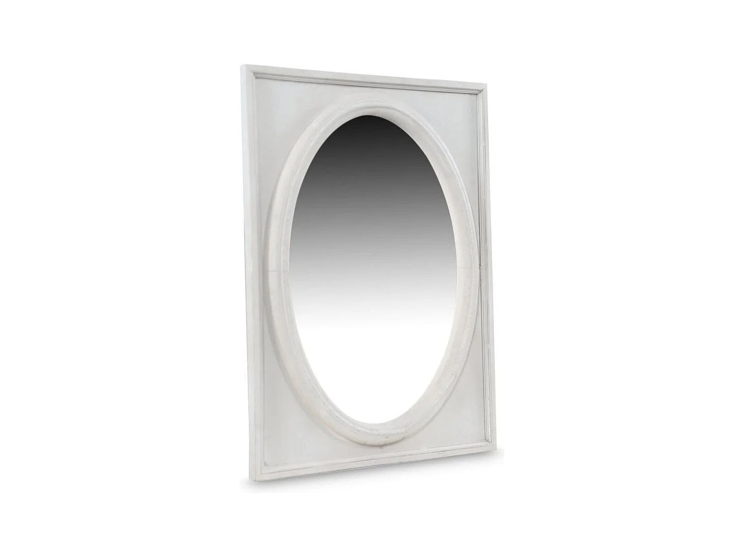 Miroir ancien oval vertical Bois Blanc - Décoration d'Autrefois