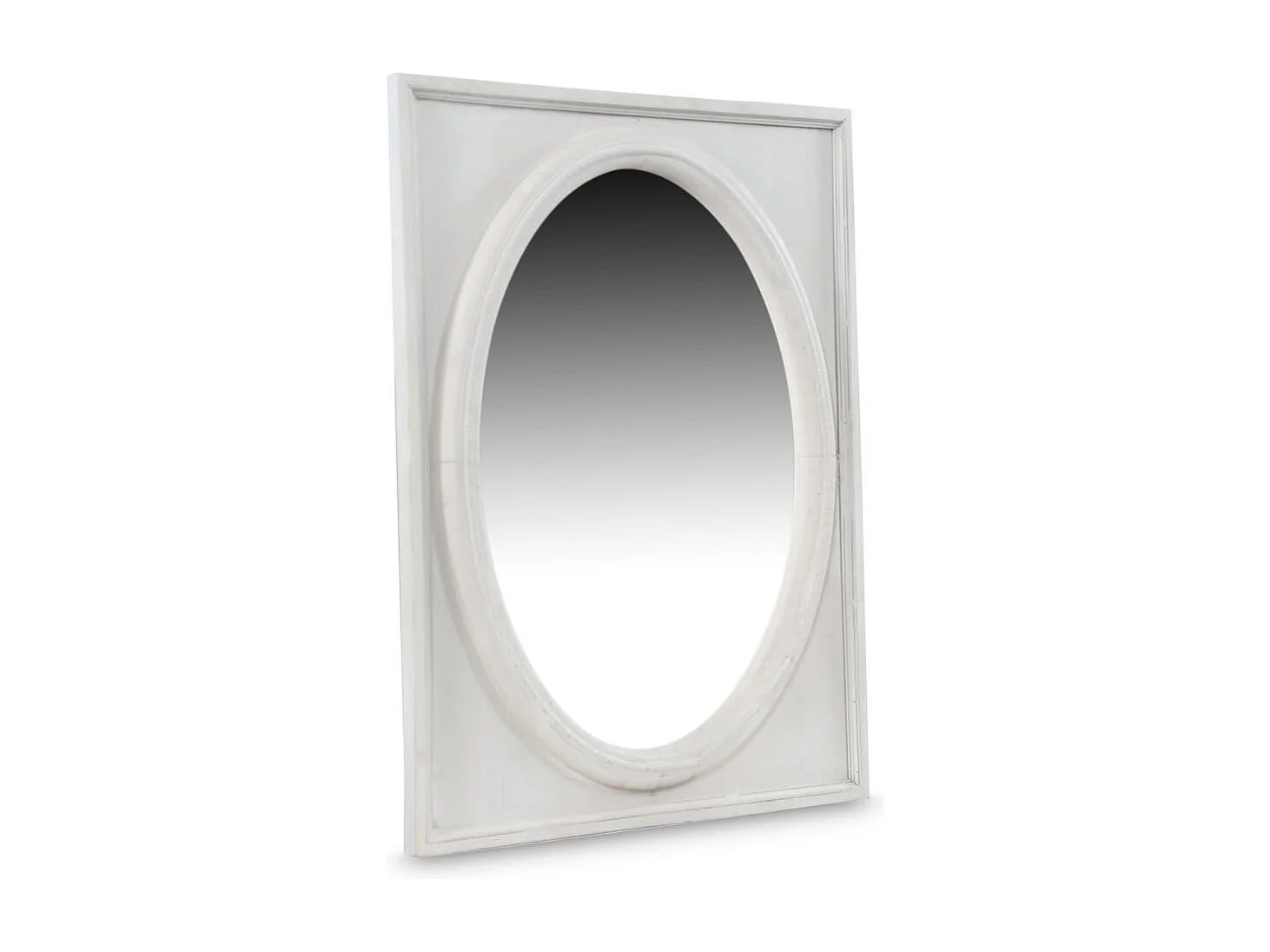 Miroir ancien oval vertical Bois Blanc - Décoration d'Autrefois