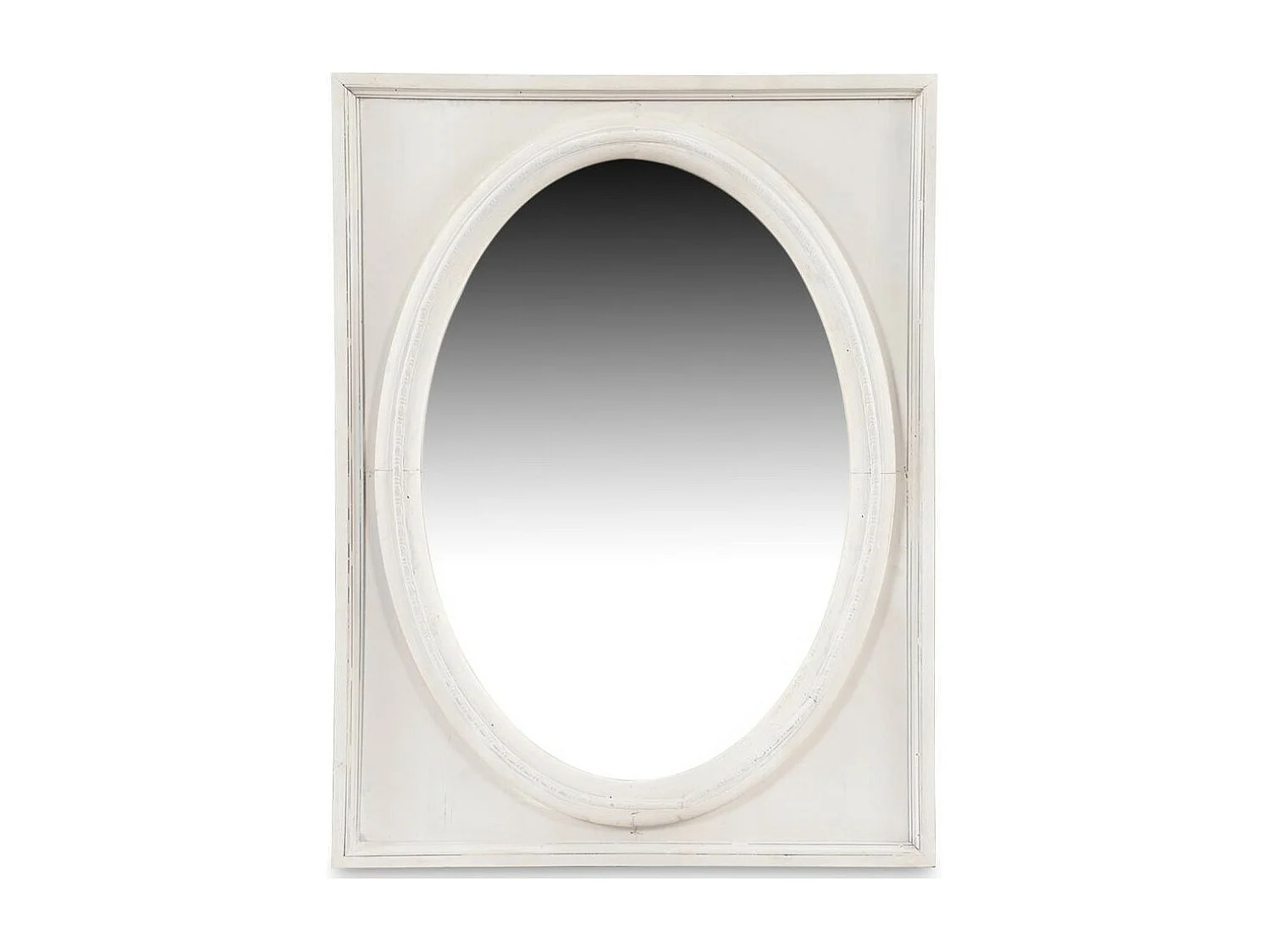 Miroir ancien oval vertical Bois Blanc - Décoration d'Autrefois