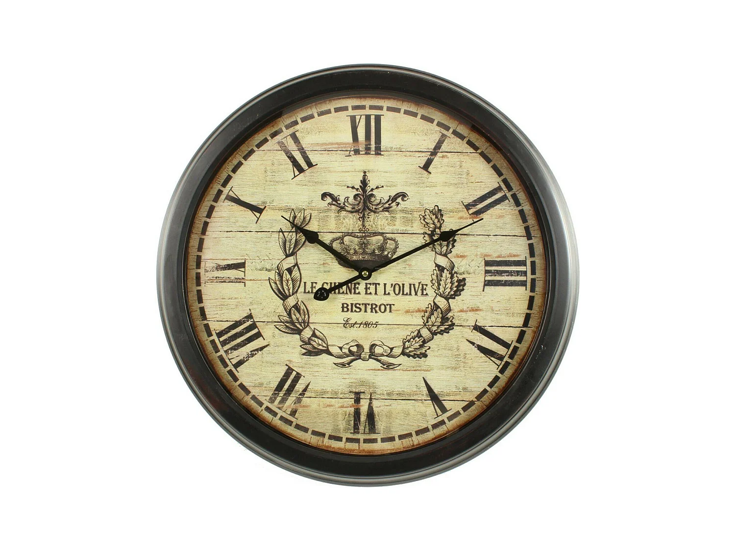 Horloge ancienne murale olives Fer Blanc - Décoration d'Autrefois