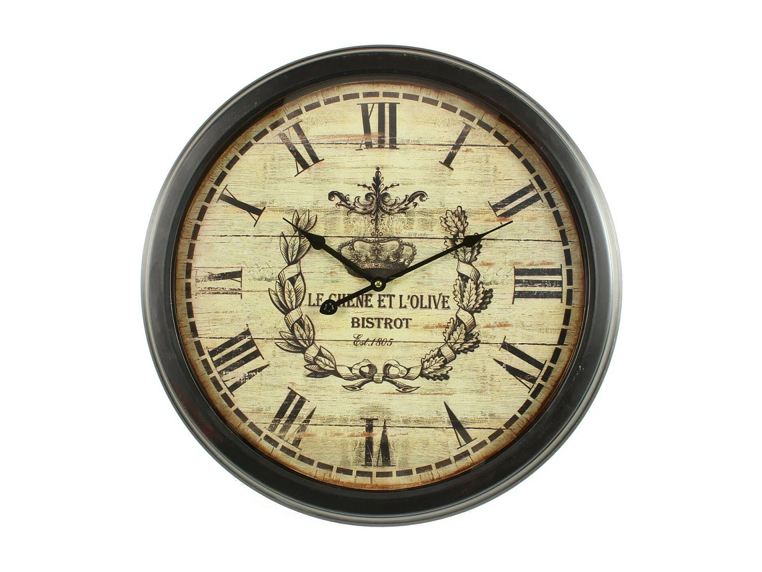 Horloge ancienne murale olives Fer Blanc - Décoration d'Autrefois