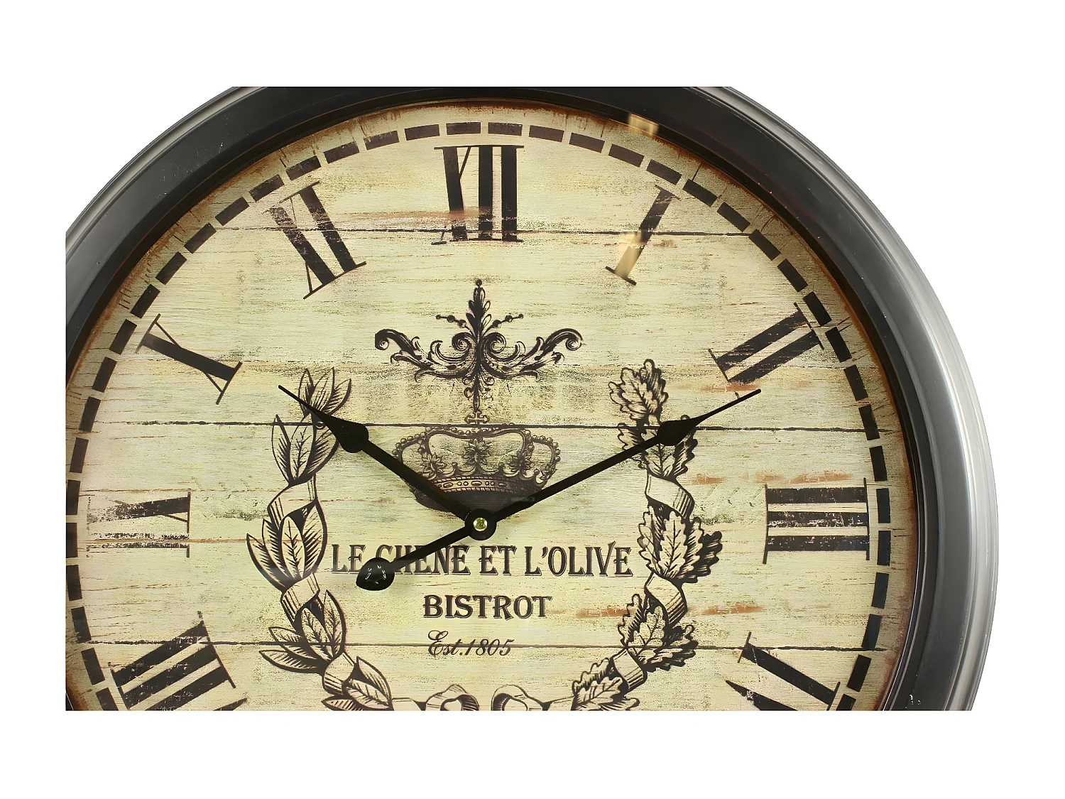 Horloge ancienne murale olives Fer Blanc - Décoration d'Autrefois