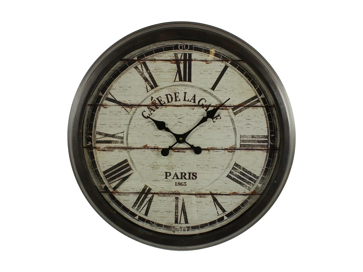 Grande horloge ancienne murale café de la gare Fer Noir - Décoration d'Autrefois