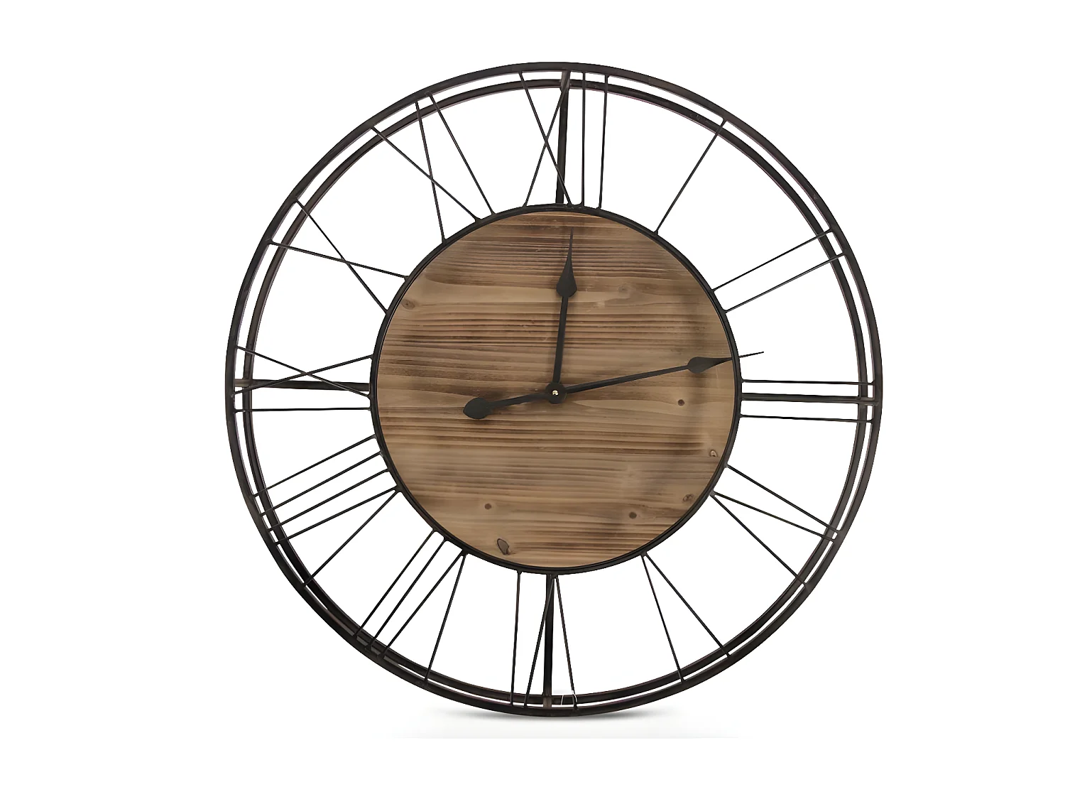 Grande horloge ancienne Bois-Métal Marron - Décoration d'Autrefois