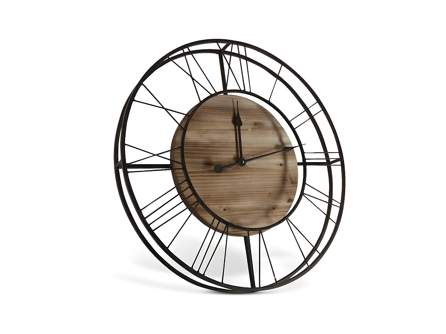 Grande horloge ancienne Bois-Métal Marron - Décoration d'Autrefois