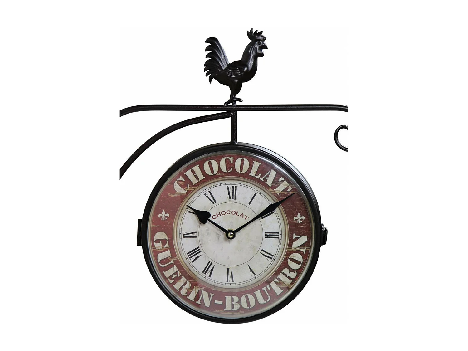 Horloge de gare ancienne double face chocolat guerin-boutron forge Fer Forgé Blanc - Décoration d'Autrefois
