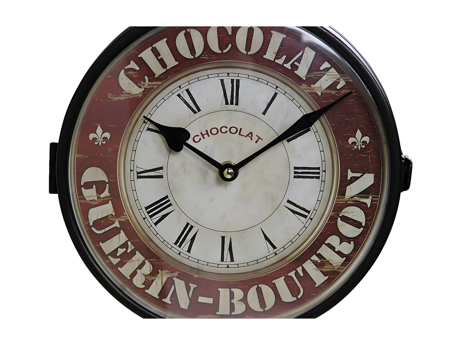 Horloge de gare ancienne double face chocolat guerin-boutron forge Fer Forgé Blanc - Décoration d'Autrefois