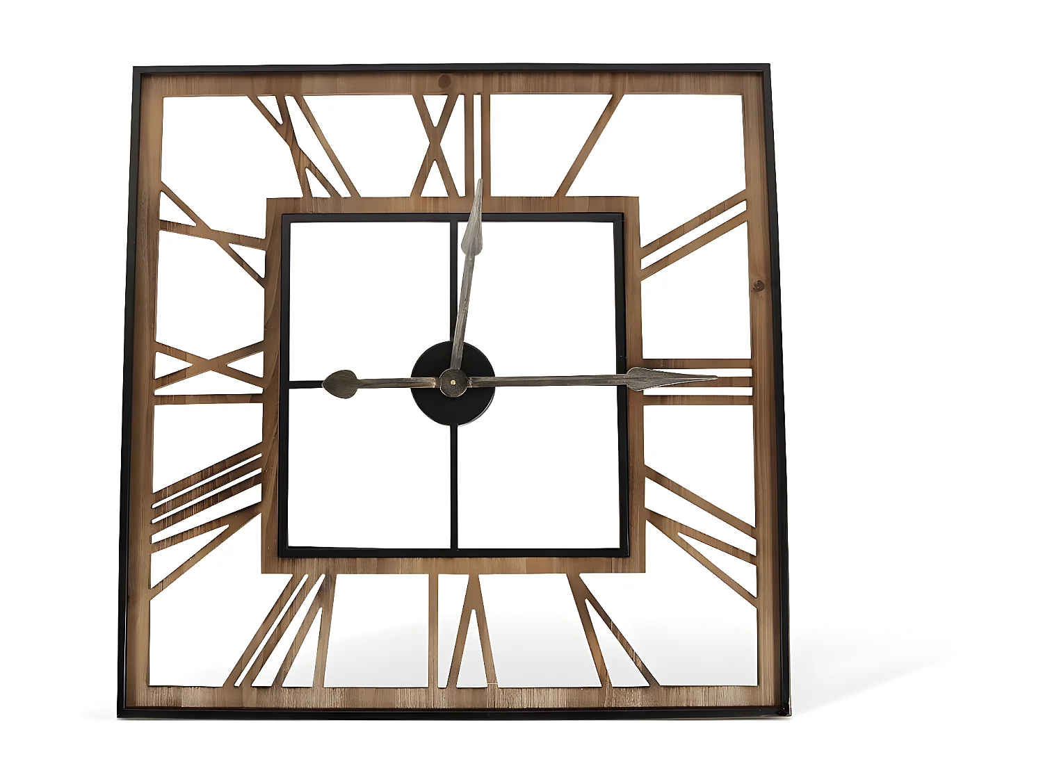 Grande horloge ancienne carré forge Fer Forgé Marron - Décoration d'Autrefois