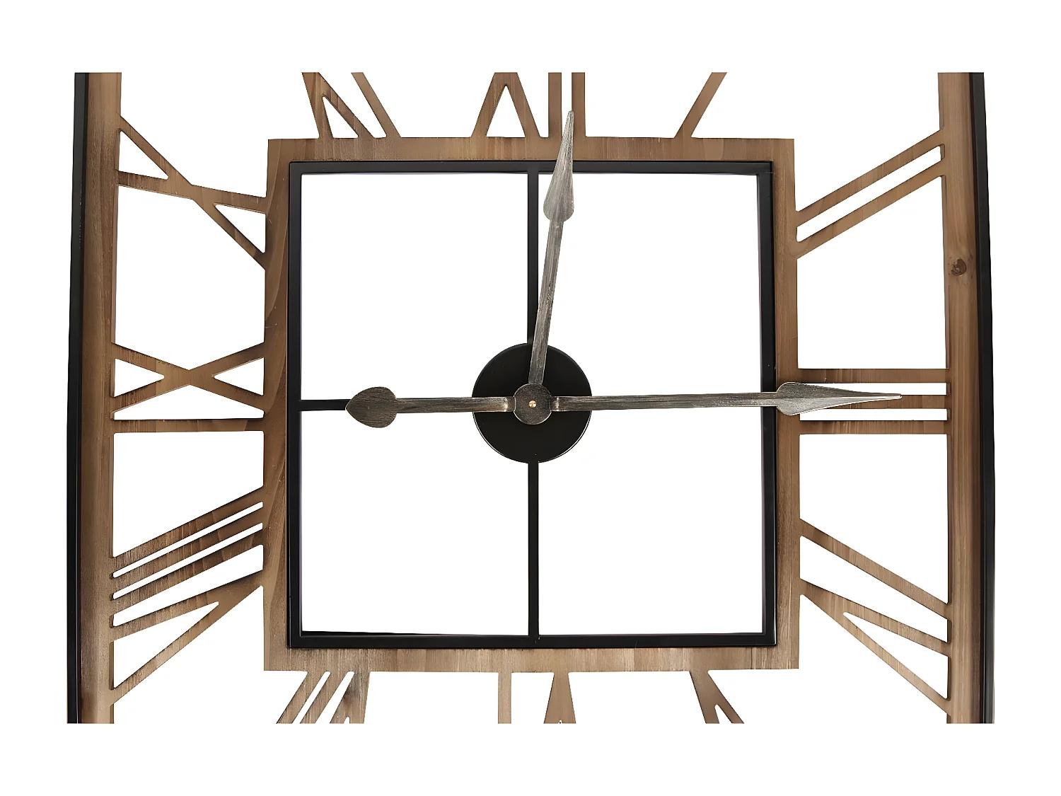 Grande horloge ancienne carré forge Fer Forgé Marron - Décoration d'Autrefois