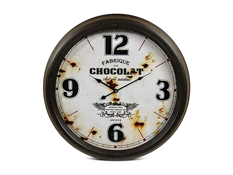 Horloge ancienne murale fabrique de chocolat Métal Blanc - Décoration d'Autrefois