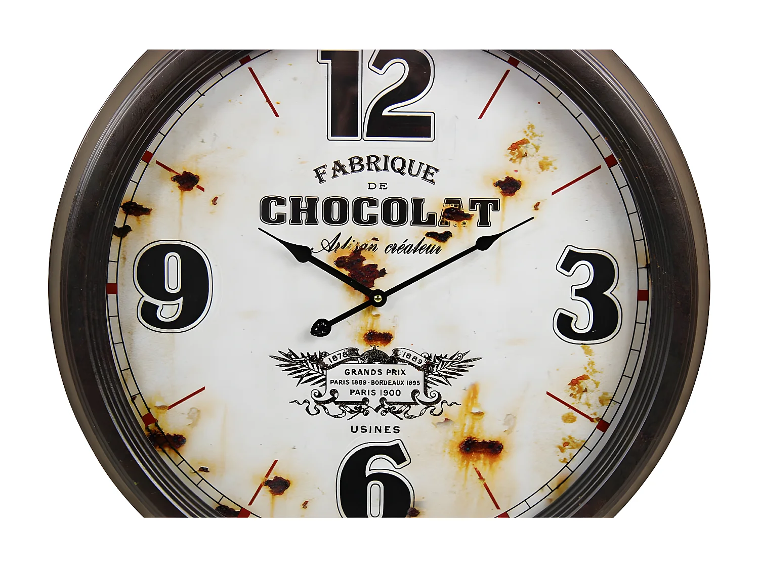 Horloge ancienne murale fabrique de chocolat Métal Blanc - Décoration d'Autrefois