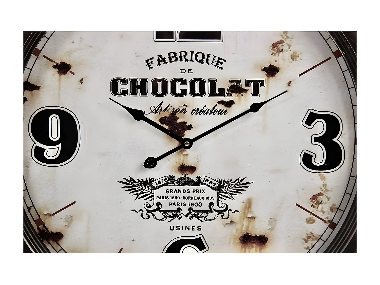 Horloge ancienne murale fabrique de chocolat Métal Blanc - Décoration d'Autrefois