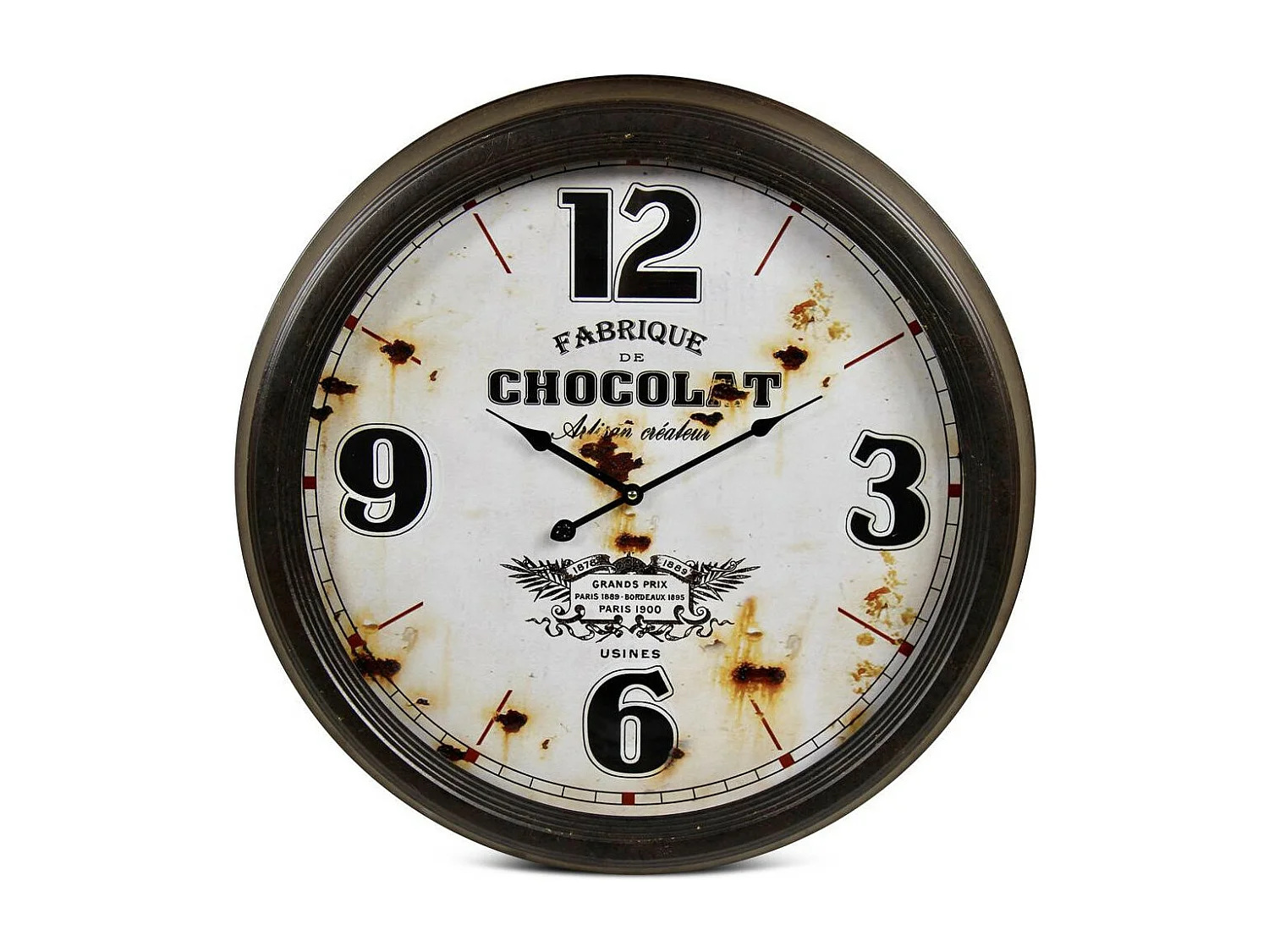 Horloge ancienne murale fabrique de chocolat Métal Blanc - Décoration d'Autrefois