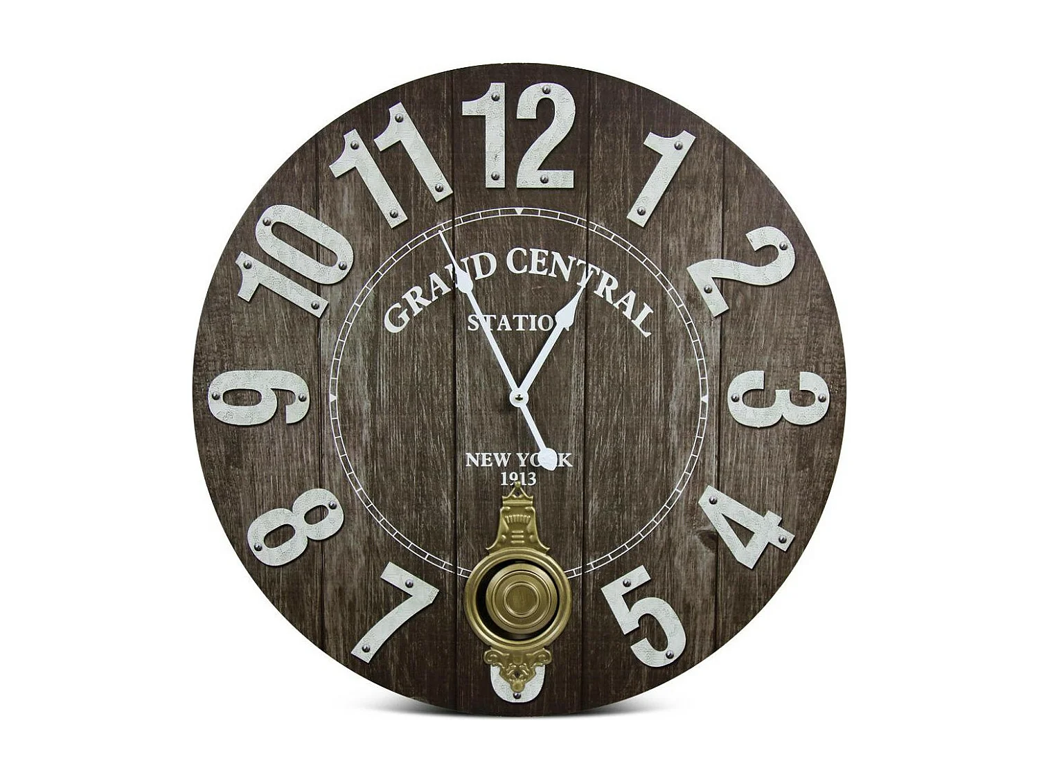 Horloge ancienne balancier grand central station Bois Noir - Décoration d'Autrefois