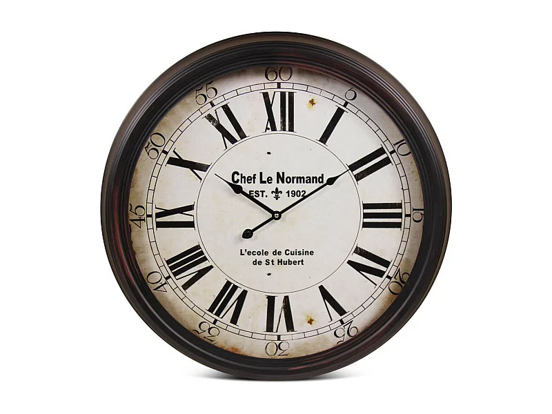 Horloge ancienne murale chef le normand Métal Blanc - Décoration d'Autrefois