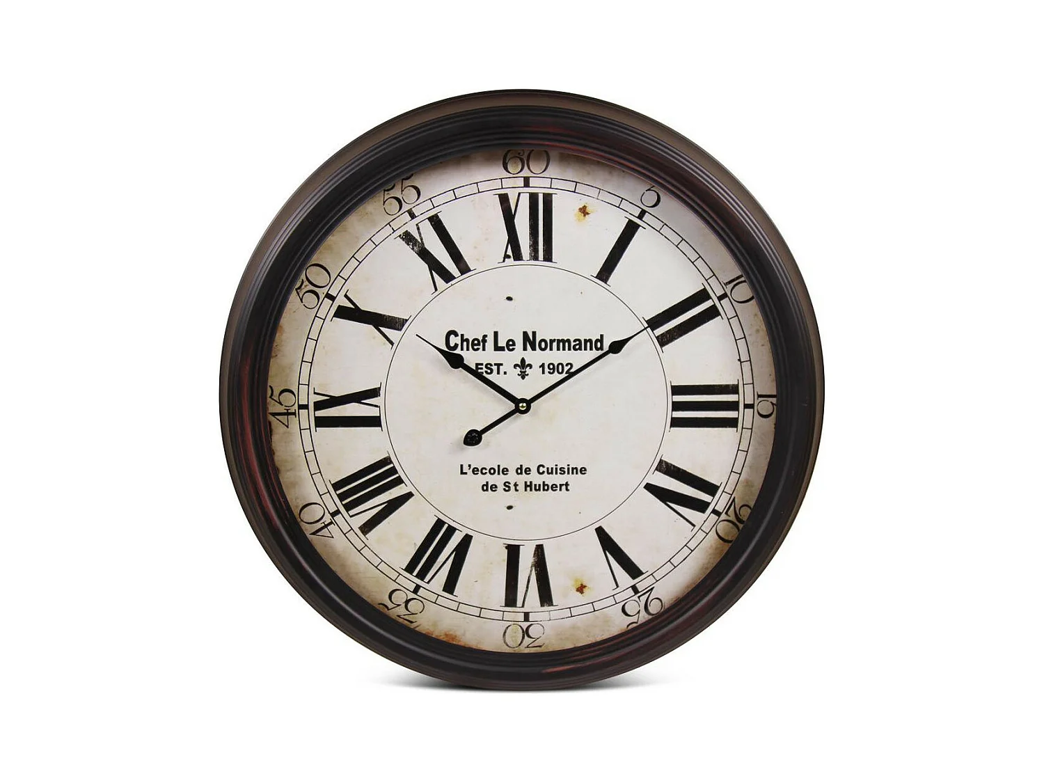 Horloge ancienne murale chef le normand Métal Blanc - Décoration d'Autrefois